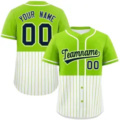 Neon Green White Half Stripe Authentic Baseball Jersey