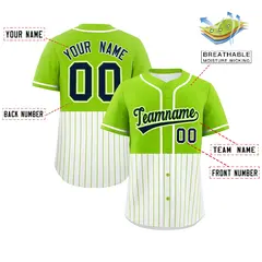 Neon Green White Half Stripe Authentic Baseball Jersey 2