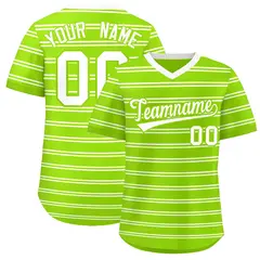Neon Green White Horizontal Stripe Pullover Baseball Jersey 1