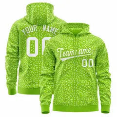 Neon Green White Leopard Print Varsity Letterman Jacket Hoodie 1