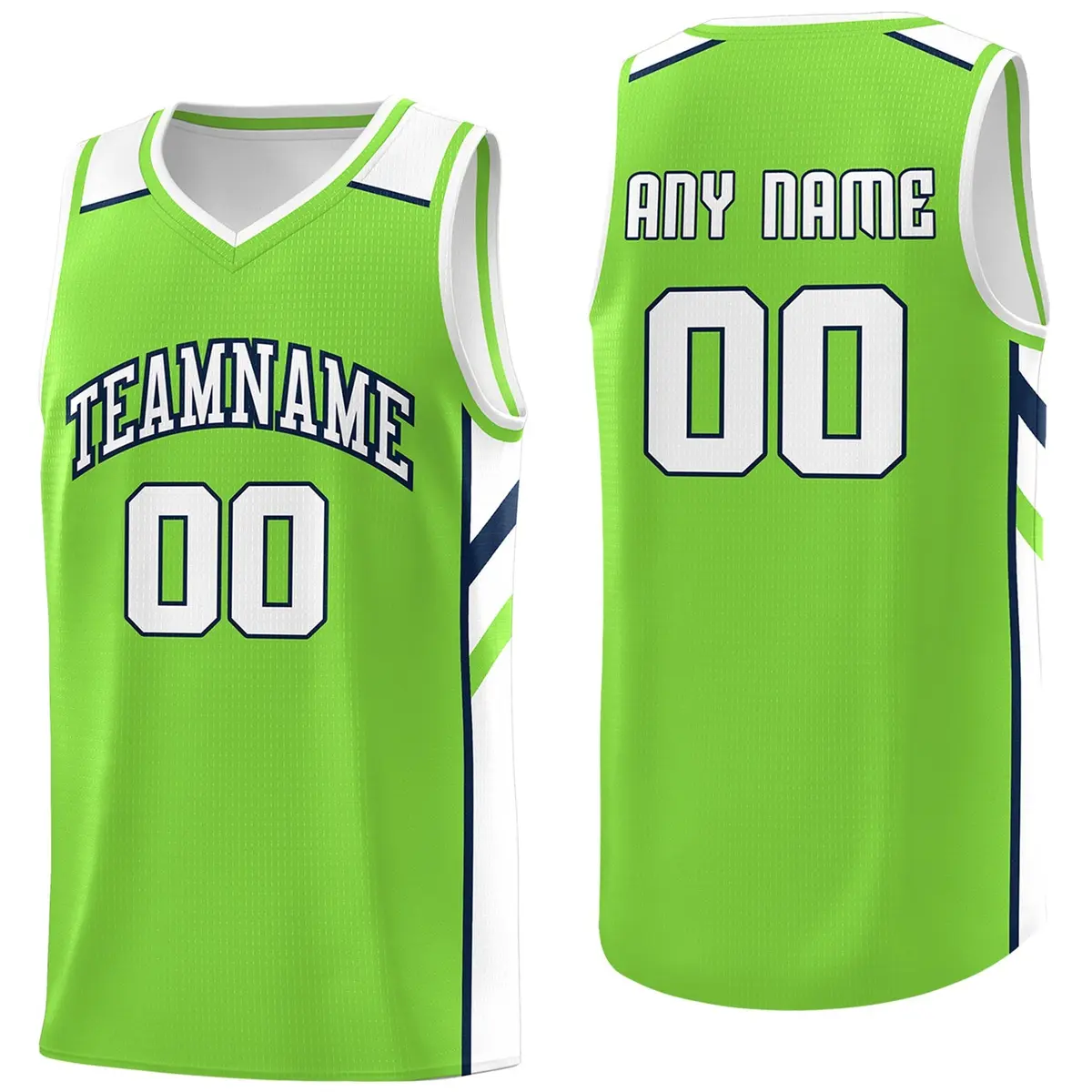 Men's Neon Green White-Navy Basketball Jersey