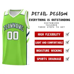 Men's Neon Green White-Navy Basketball Jersey 4
