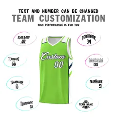 Neon Green White-Navy Classic Basketball Jersey Set 4