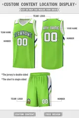 Neon Green White-Navy Classic Basketball Jersey Set 2