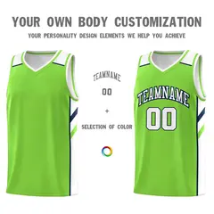 Neon Green White-Navy Classic Basketball Jersey Set 3
