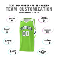 Neon Green White-Navy Classic Basketball Jersey Set 4
