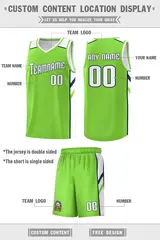 Neon Green White-Navy Classic Basketball Jersey Set 2