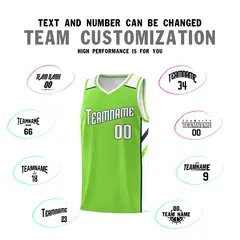 Neon Green White-Navy Classic Basketball Jersey Set 4