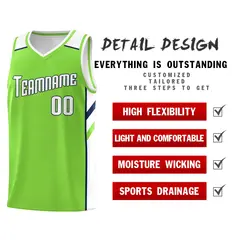 Neon Green White-Navy Classic Basketball Jersey Set 5
