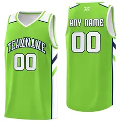 Neon Green White Navy Classic Mesh Sport Basketball Jersey