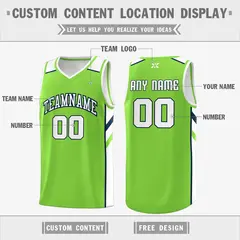 Neon Green White Navy Classic Mesh Sport Basketball Jersey 2