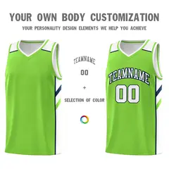 Neon Green White Navy Classic Mesh Sport Basketball Jersey 3
