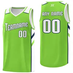 Neon Green White Navy Classic Mesh Sport Basketball Jersey 1