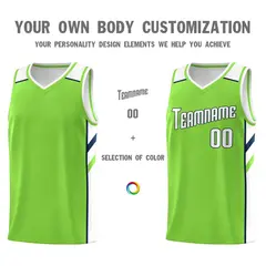 Neon Green White Navy Classic Mesh Sport Basketball Jersey 3
