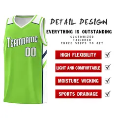 Neon Green White Navy Classic Mesh Sport Basketball Jersey 4