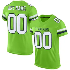 Neon Green White-Navy Classic Style Mesh Football Jersey 1