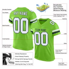 Neon Green White-Navy Classic Style Mesh Football Jersey 2