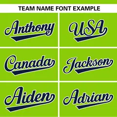 Neon Green White-Navy Color Block Two-Button Softball Jersey 3