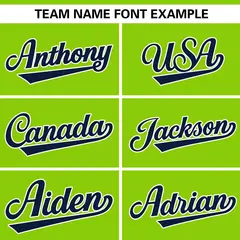 Neon Green White-Navy Color Block V-Neck Baseball Jersey 3
