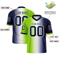 Neon Green White-Navy Gradient Football Jersey 2