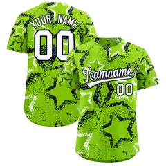 Neon Green White Navy Graffiti Star Ink Baseball Jersey 1