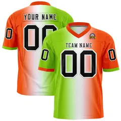 Neon Green White-Orange Gradient Football Jersey