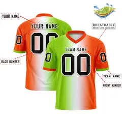 Neon Green White-Orange Gradient Football Jersey 2