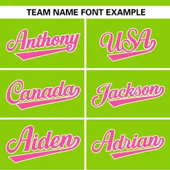 Neon Green White-Pink Color Block Two-Button Softball Jersey 3