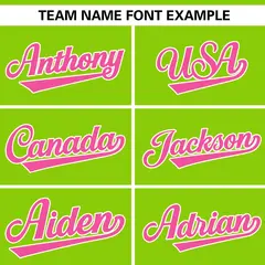 Neon Green White-Pink Color Block V-Neck Baseball Jersey 3