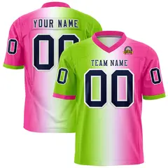 Neon Green White-Pink Gradient Football Jersey