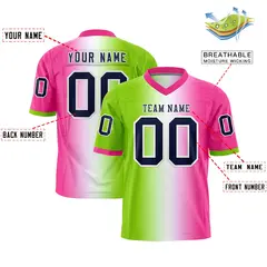 Neon Green White-Pink Gradient Football Jersey 2
