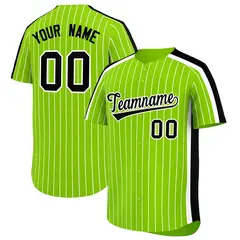 Neon Green White Pinstripe Two-tone Baseball Jersey 1