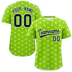 Neon Green White Polka Dot Graffiti Baseball Jersey