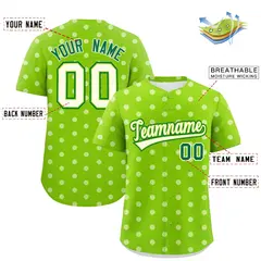 Neon Green White Polka Dot Graffiti Baseball Jersey 2