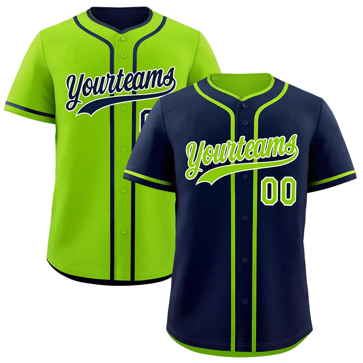 Neon Green White Reversible Baseball Jersey Moisture-Wicking