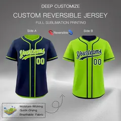 Neon Green White Reversible Baseball Jersey Moisture-Wicking 2