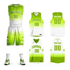 Neon Green White Reversible Double Side Basketball Jersey