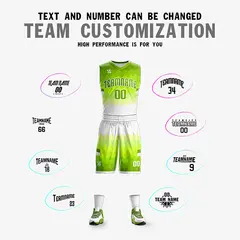 Neon Green White Reversible Double Side Basketball Jersey 2