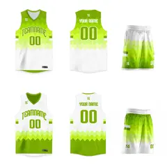 Neon Green White Reversible Double Side Basketball Jersey 3