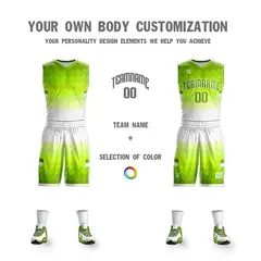 Neon Green White Reversible Double Side Basketball Jersey 5