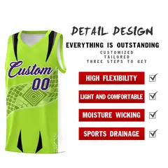 Neon Green White Snake Scale Venomous Fang Graffiti Basketball Jersey 2