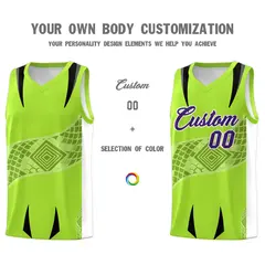 Neon Green White Snake Scale Venomous Fang Graffiti Basketball Jersey 3