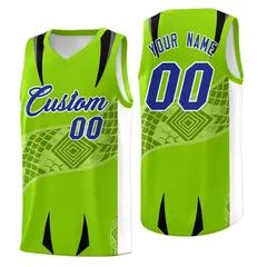 Neon Green White Snake Scale Venomous Fang Graffiti Basketball Jersey 1