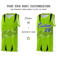 Neon Green White Snake Scale Venomous Fang Graffiti Basketball Jersey 3