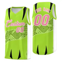 Neon Green White Snake Scale Venomous Fang Graffiti Basketball Jersey 1