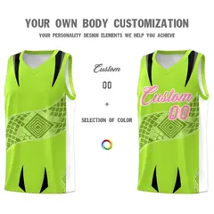 Neon Green White Snake Scale Venomous Fang Graffiti Basketball Jersey 3