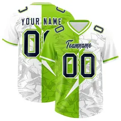 Neon Green White Split Lightning Pattern Football Jersey 1