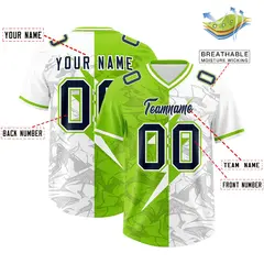 Neon Green White Split Lightning Pattern Football Jersey 2
