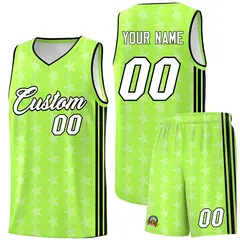 Neon Green White Star Graffiti Basketball Jersey 1