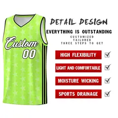 Neon Green White Star Graffiti Basketball Jersey 2